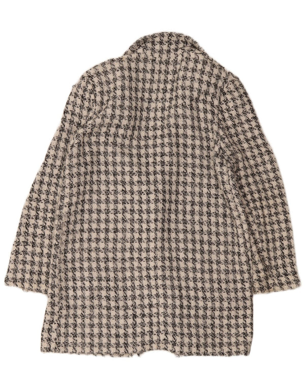 Jaqueta blazer feminina M&Co com 1 botão Reino Unido 14 médio branco Houndstooth