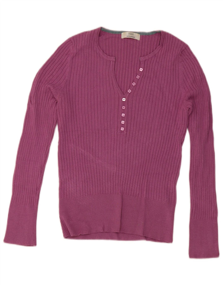 Suéter feminino Marks & Spencer com decote em V Reino Unido 12 viscose rosa médio