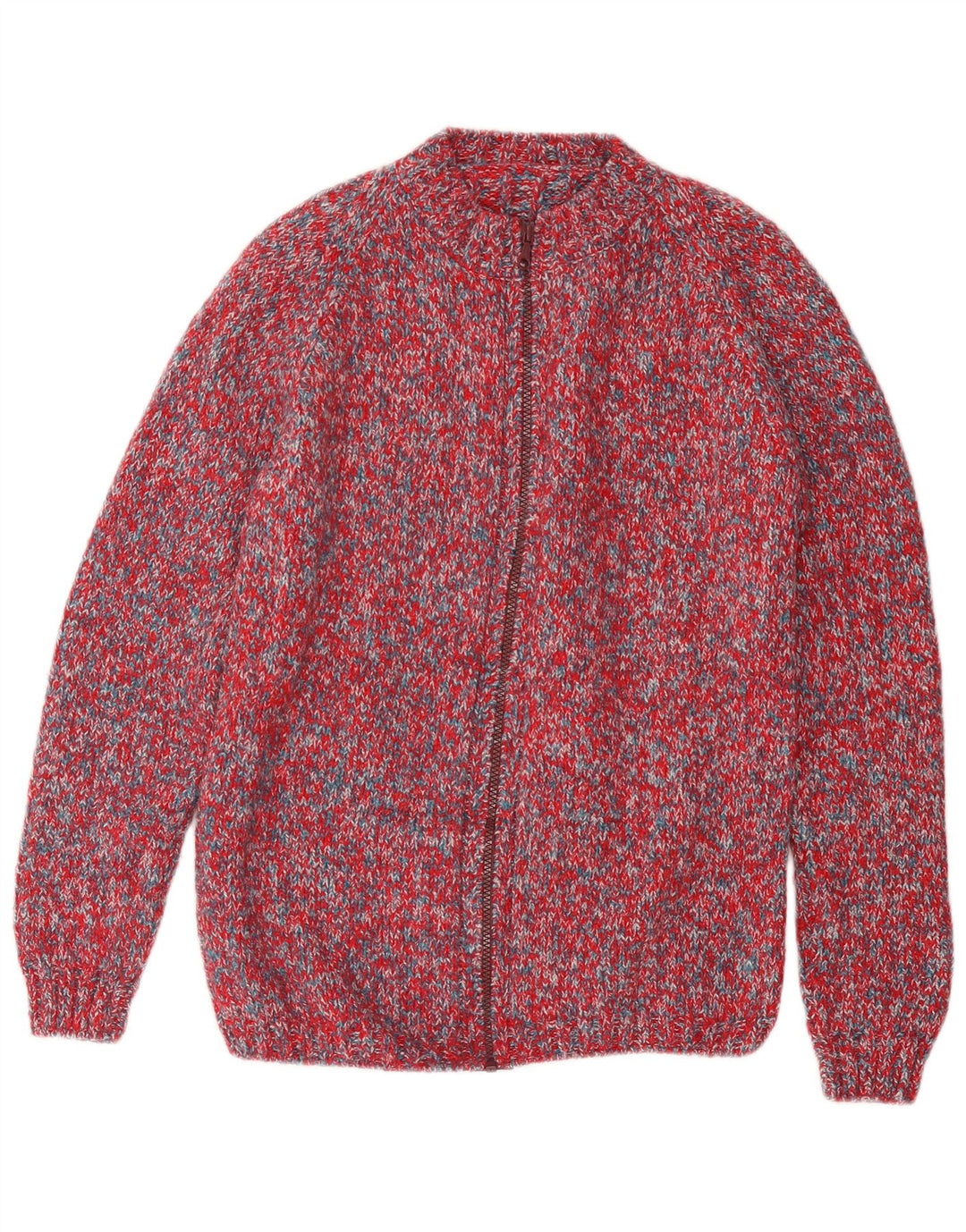 Suéter cardigã feminino VINTAGE Reino Unido 14 médio vermelho manchado