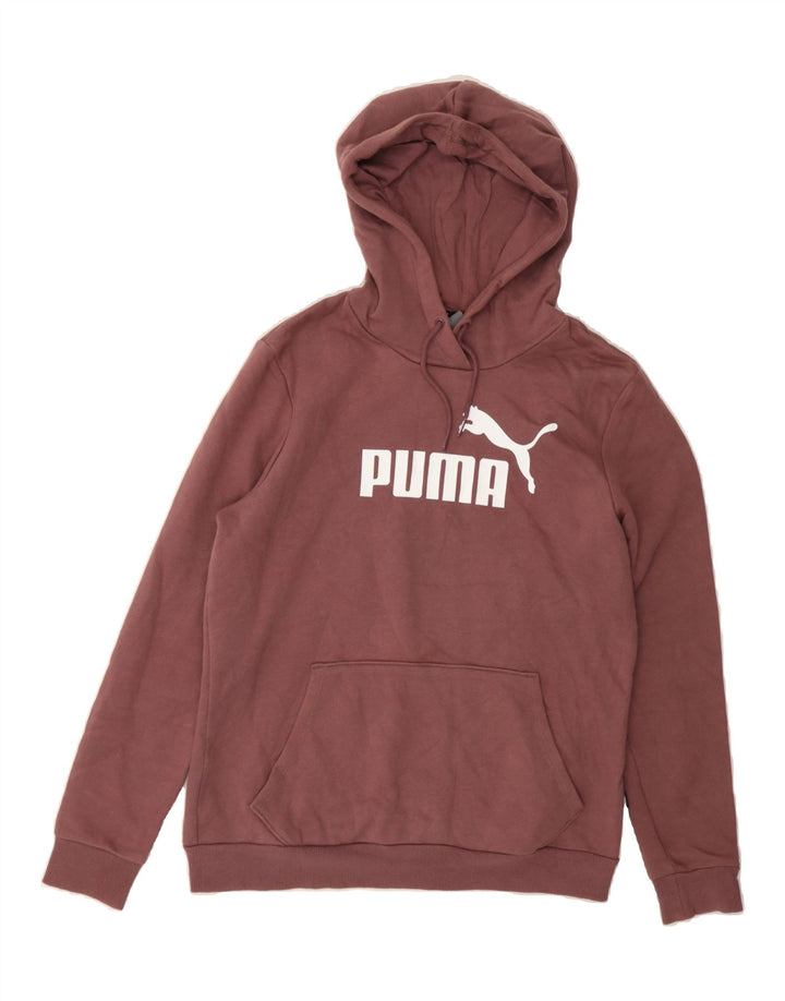 PUMA Womens Graphic Hoodie Jumper UK 14 Medium Maroon Cotton Vintage Puma and Second-Hand Puma from Messina Hembry 