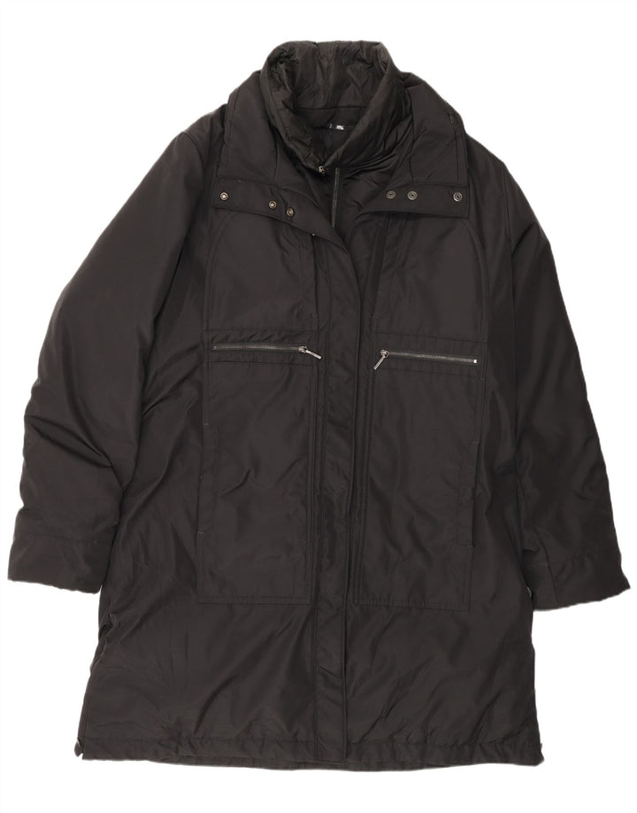 Casaco acolchoado feminino cartão postal Reino Unido 18 XL poliéster preto inverno
