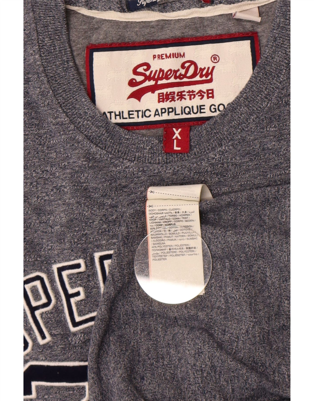Camiseta gráfica masculina Superdry Top XL algodão cinza