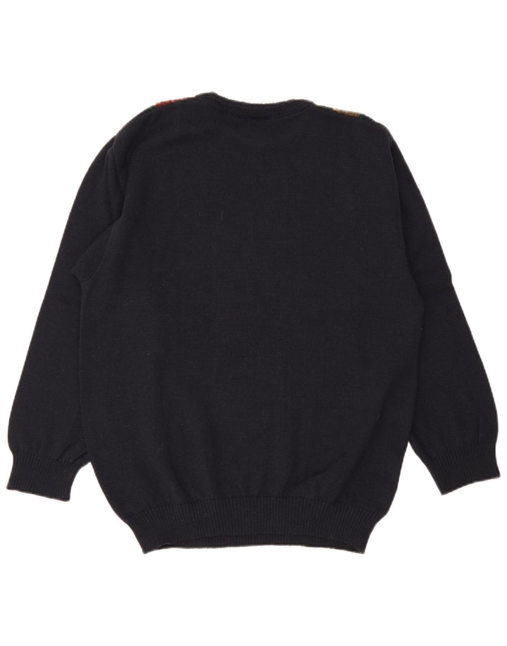 Suéter masculino Marc Rene com gola redonda IT 48 lã listrada azul marinho médio