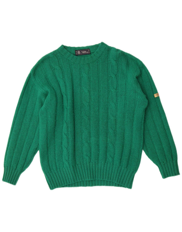 Suéter feminino Marina Yachting com gola redonda Reino Unido 20 2XL lã verde