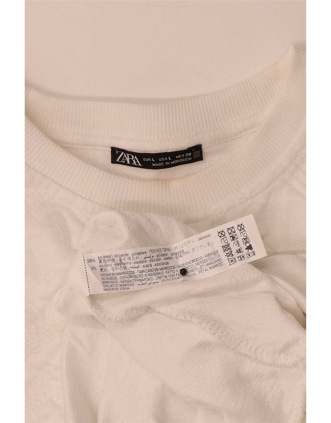 Zara moletom feminino oversized jumper UK 16 grande branco geométrico