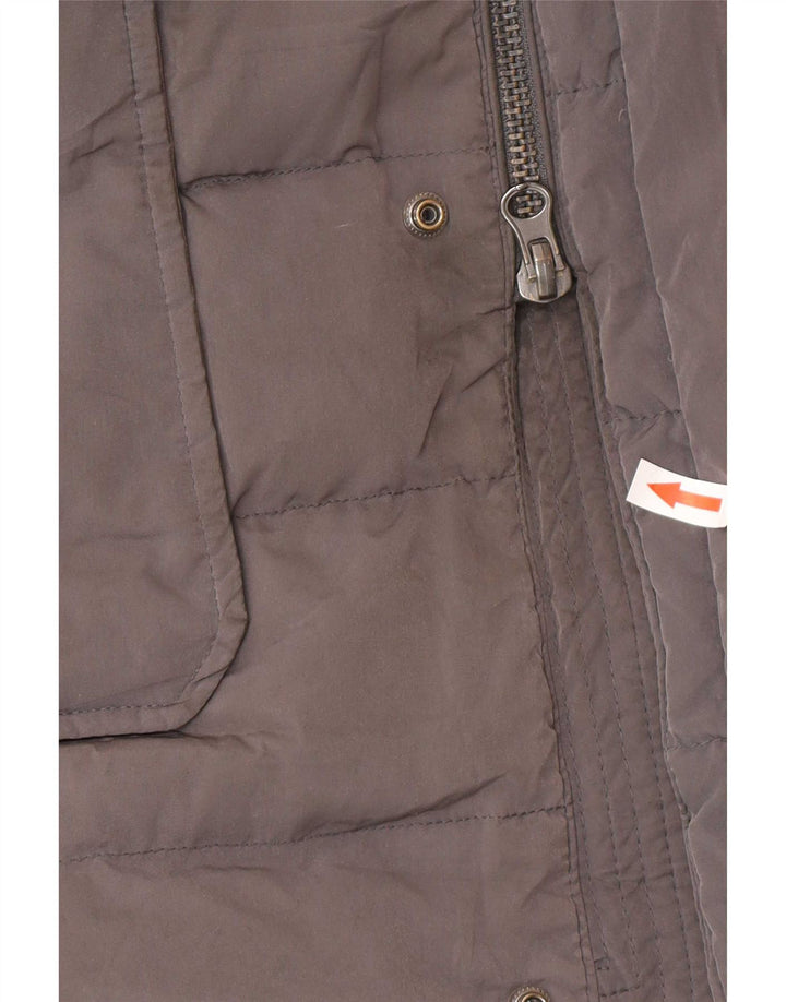 Casaco acolchoado com capuz feminino Massimo Dutti UK 40 poliéster cinza grande