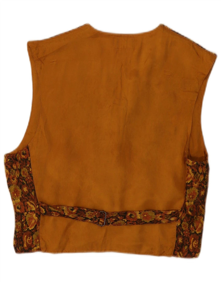 Colete feminino vintage IT 40 pequeno marrom floral