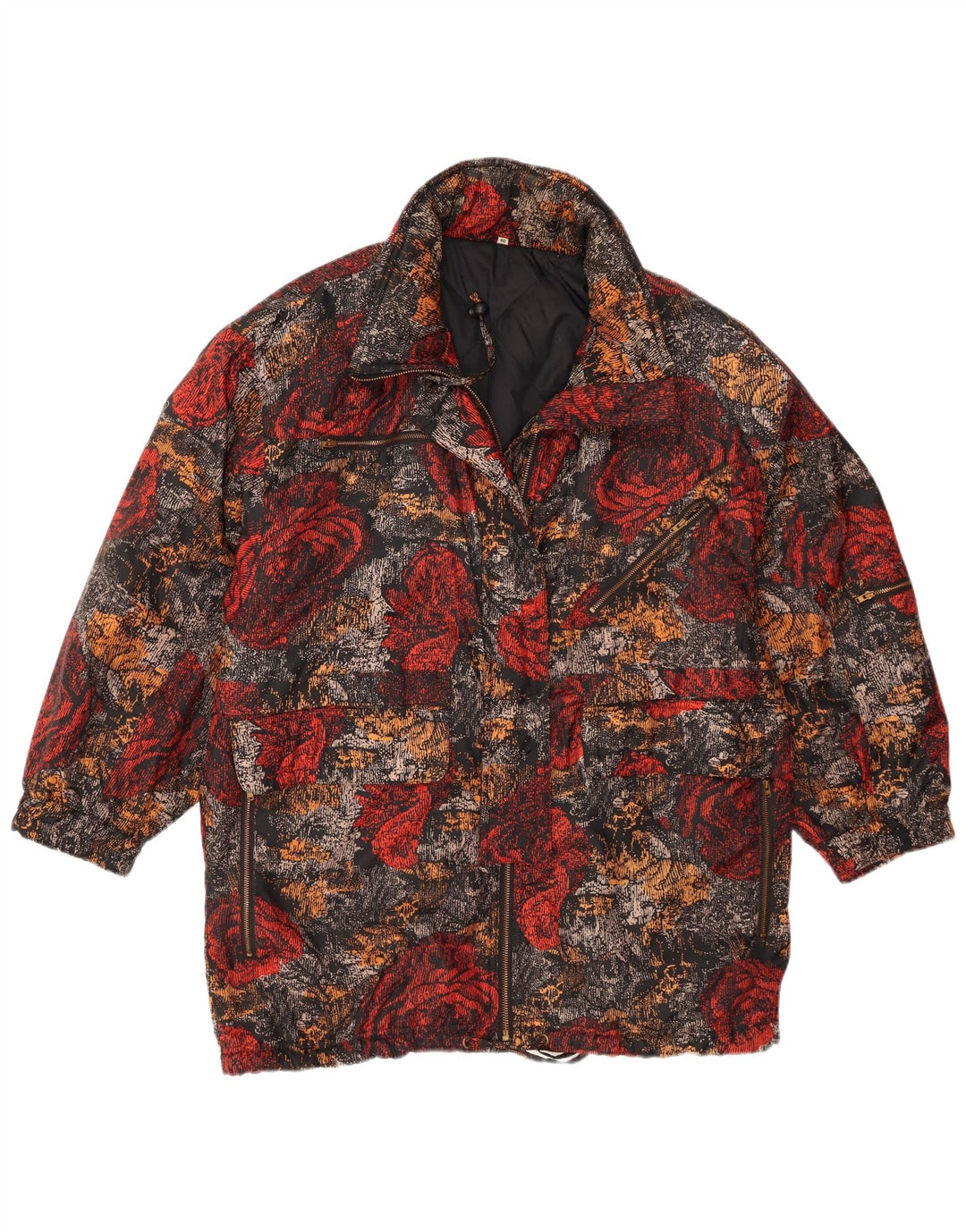 Jaqueta de esqui feminina vintage EU 40 poliéster floral multicolorido médio