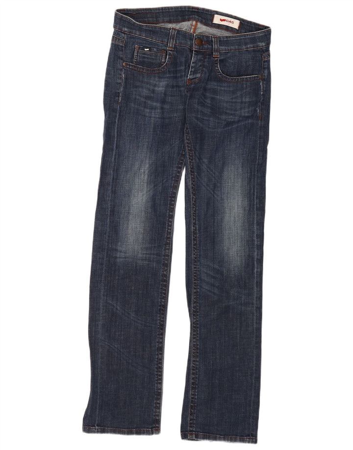 Jeans retos femininos Gas W29 L34 algodão azul
