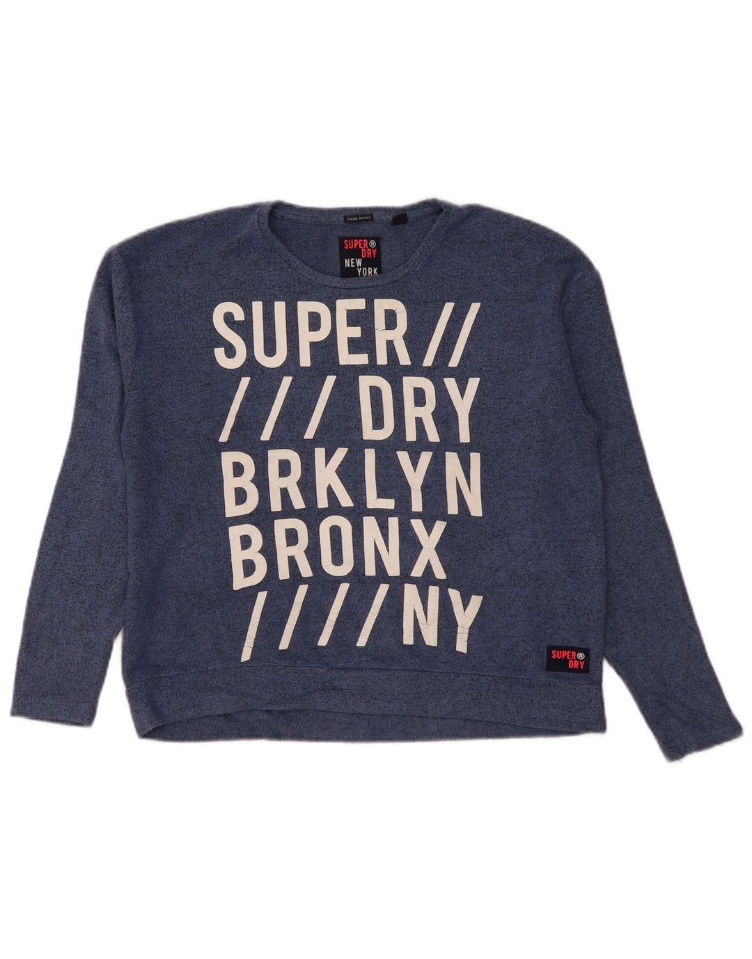 Suéter gráfico feminino Superdry UK 10 pequeno azul manchado