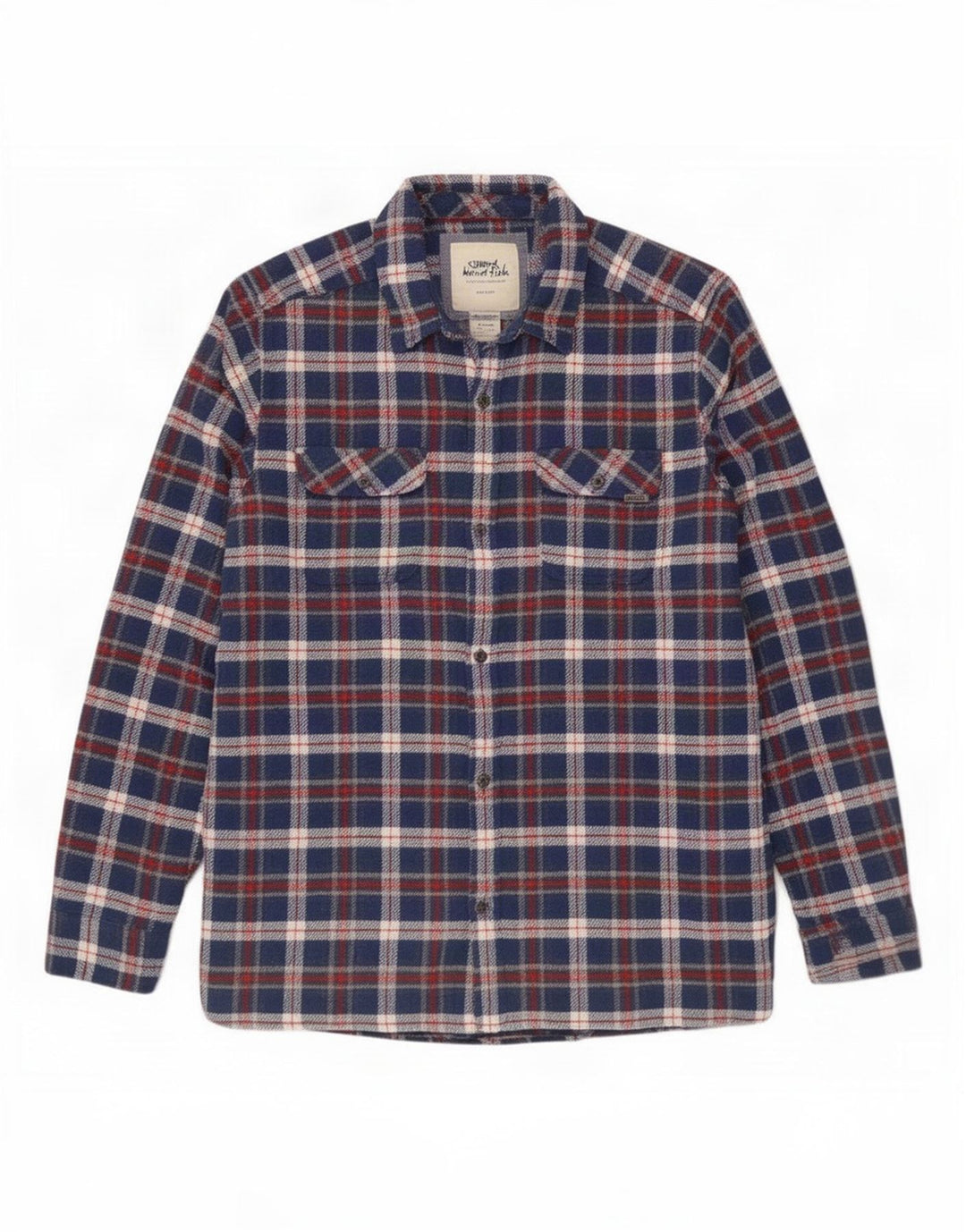 Camisa masculina de flanela Weird Fish grande algodão xadrez azul marinho