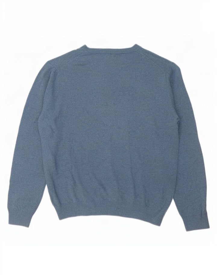 Suéter masculino Nautica com decote em V grande algodão azul