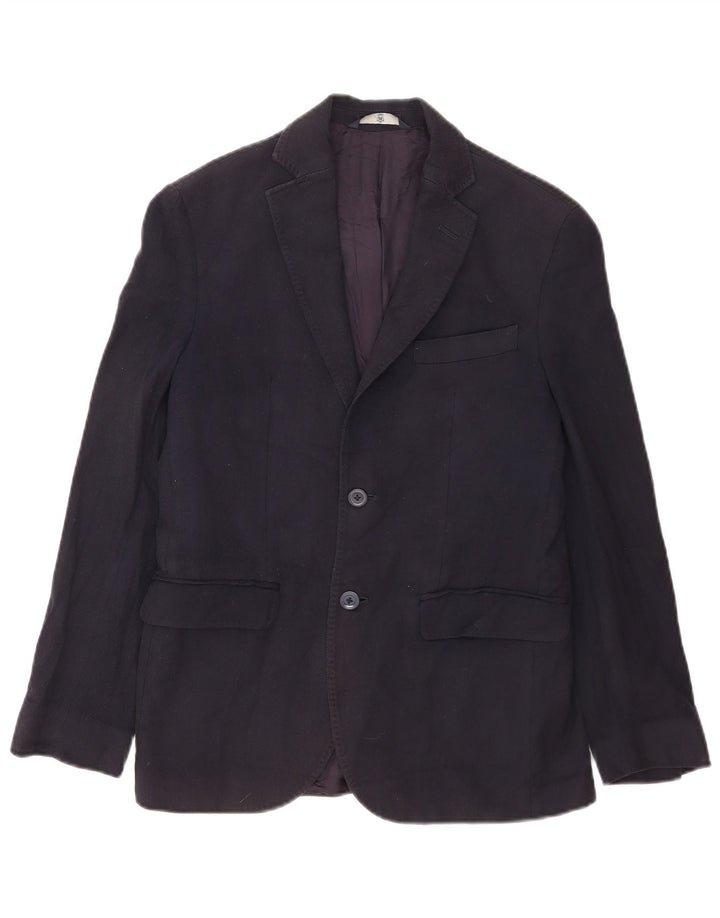Jaqueta blazer masculina Massimo Dutti com 2 botões UE 46 pequeno algodão azul marinho