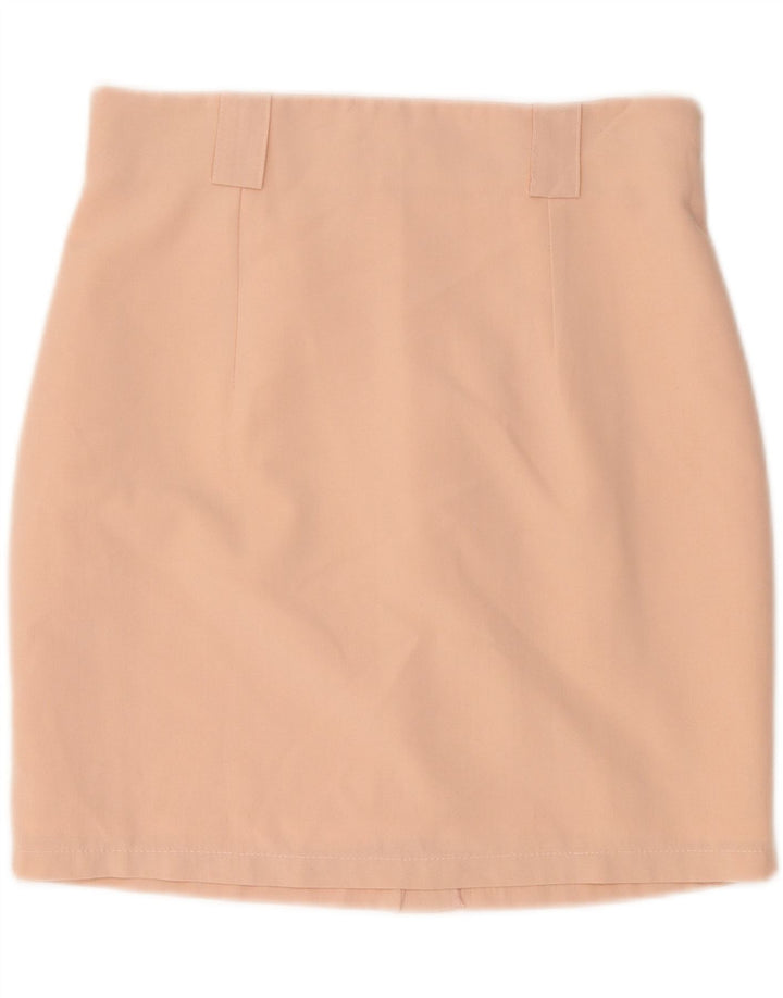 Saia lápis feminina vintage IT 40 pequena W27 poliéster bege
