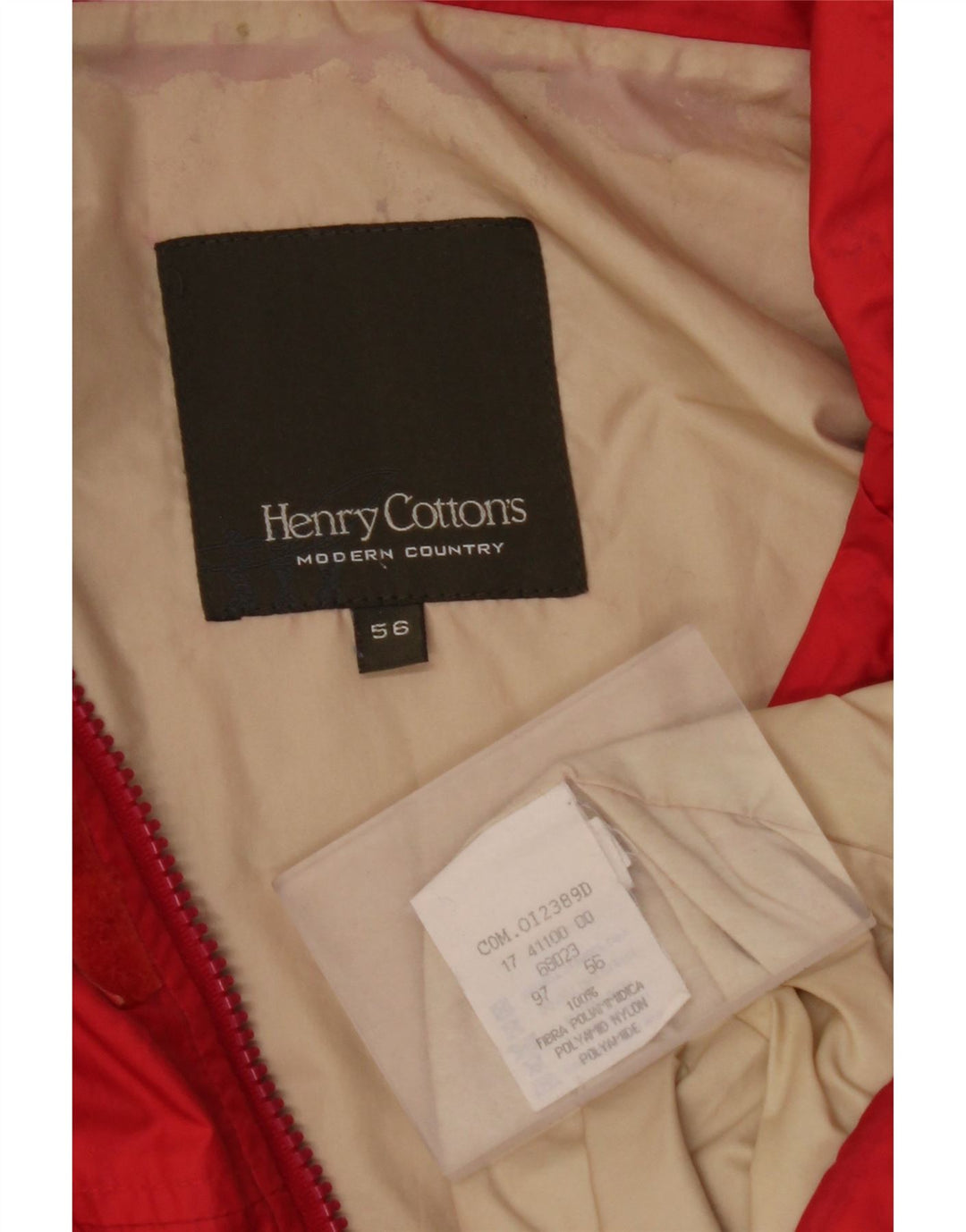 Jaqueta de chuva masculina com capuz HENRY COTTONS IT 56 3XL poliamida vermelha