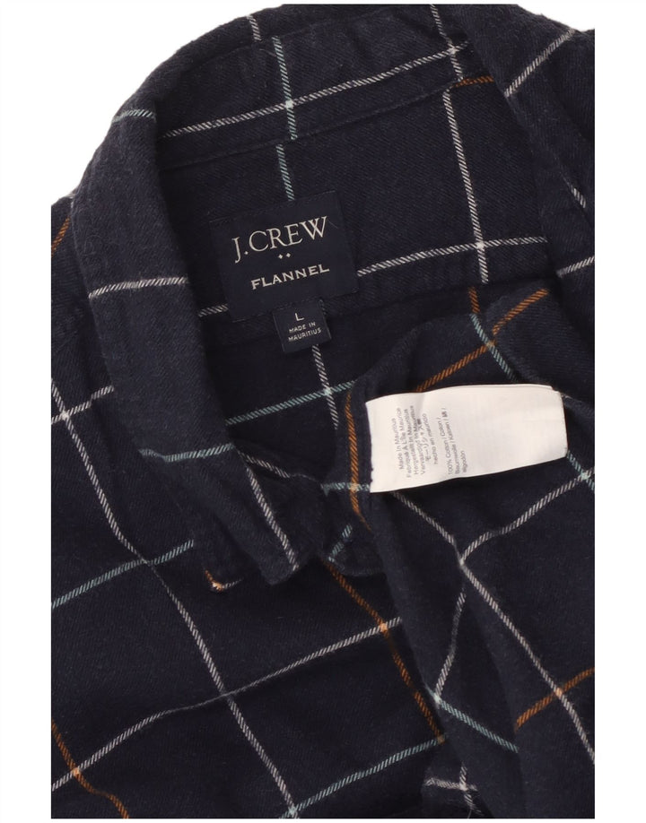 Camisa masculina de flanela J. Crew grande algodão xadrez azul marinho