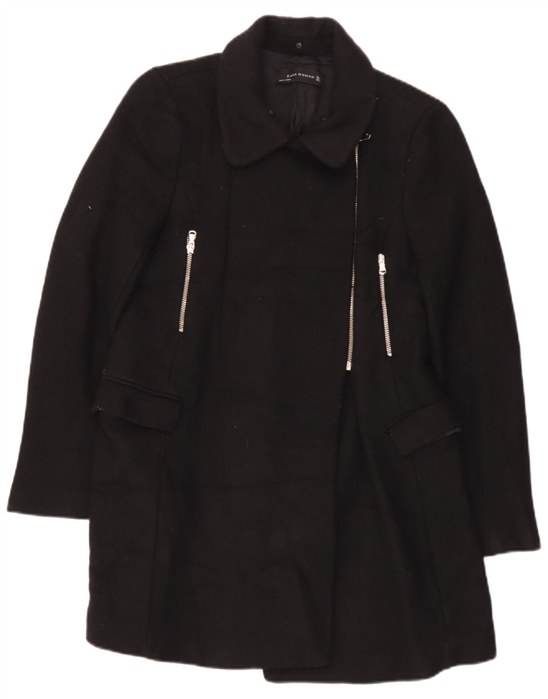 Sobretudo feminino Zara UK 14 grande preto