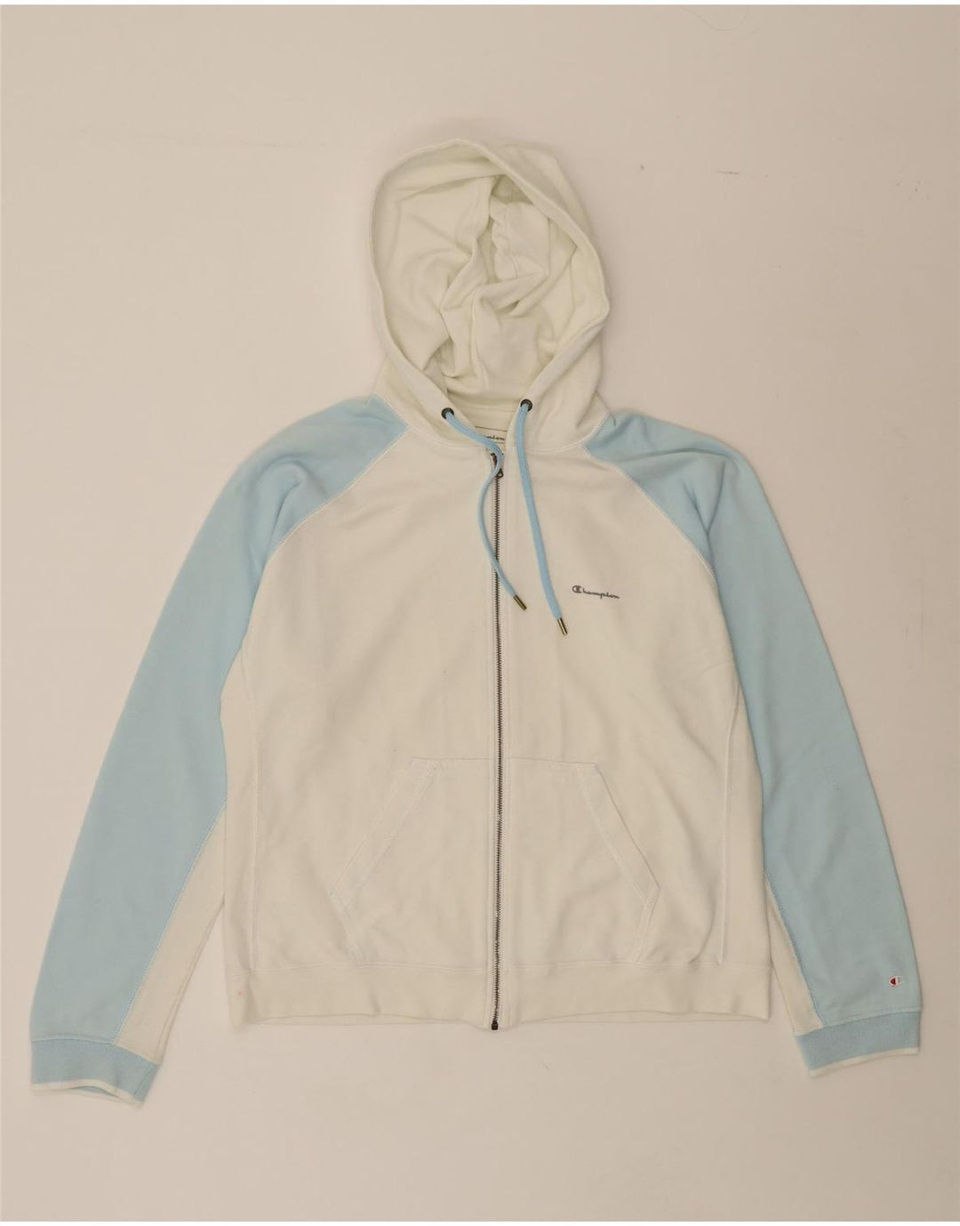 CHAMPION Womens Zip Hoodie Sweater UK 18 XL White Colourblock Cotton Vintage Champion and Second-Hand Champion from Messina Hembry 