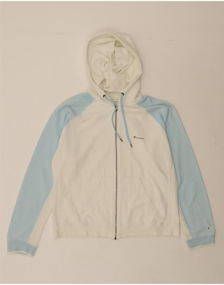 CHAMPION Womens Zip Hoodie Sweater UK 18 XL White Colourblock Cotton Vintage Champion and Second-Hand Champion from Messina Hembry 