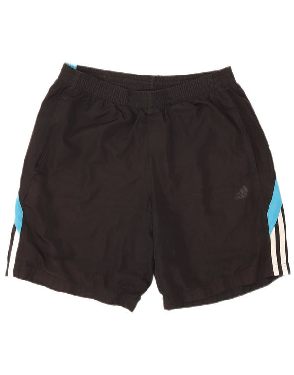 Shorts esportivos masculinos Adidas médio preto colorblock poliéster
