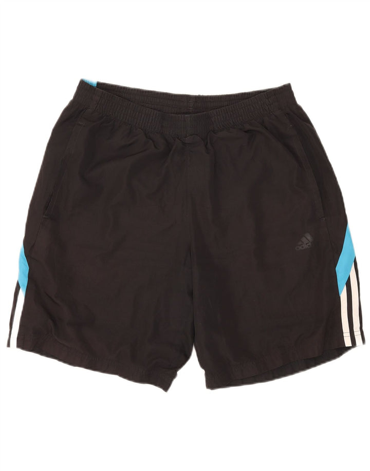 Shorts esportivos masculinos Adidas médio preto colorblock poliéster