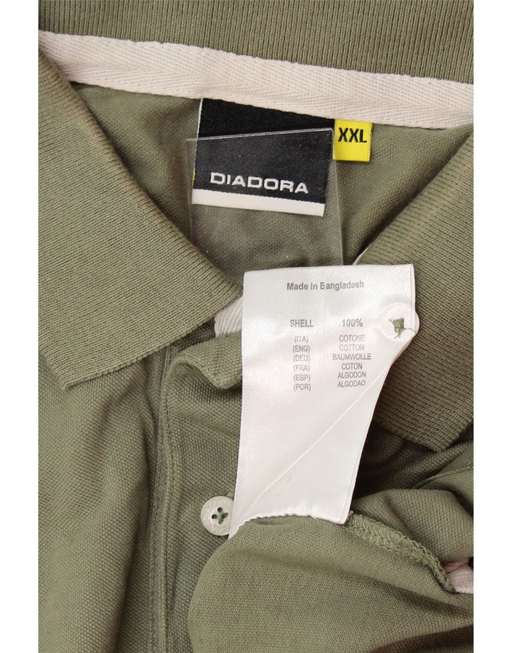 DIADORA Mens Polo Shirt 2XL Green Cotton Vintage Diadora and Second-Hand Diadora from Messina Hembry 