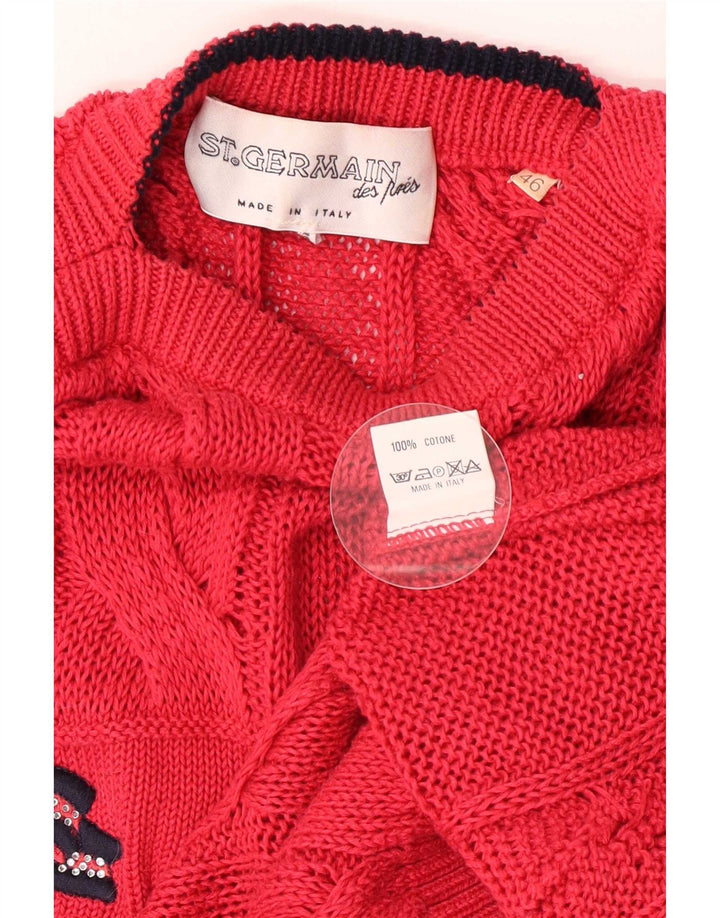 Suéter feminino St. Germain com gola canoa e gola redonda IT 46 grande vermelho clássico