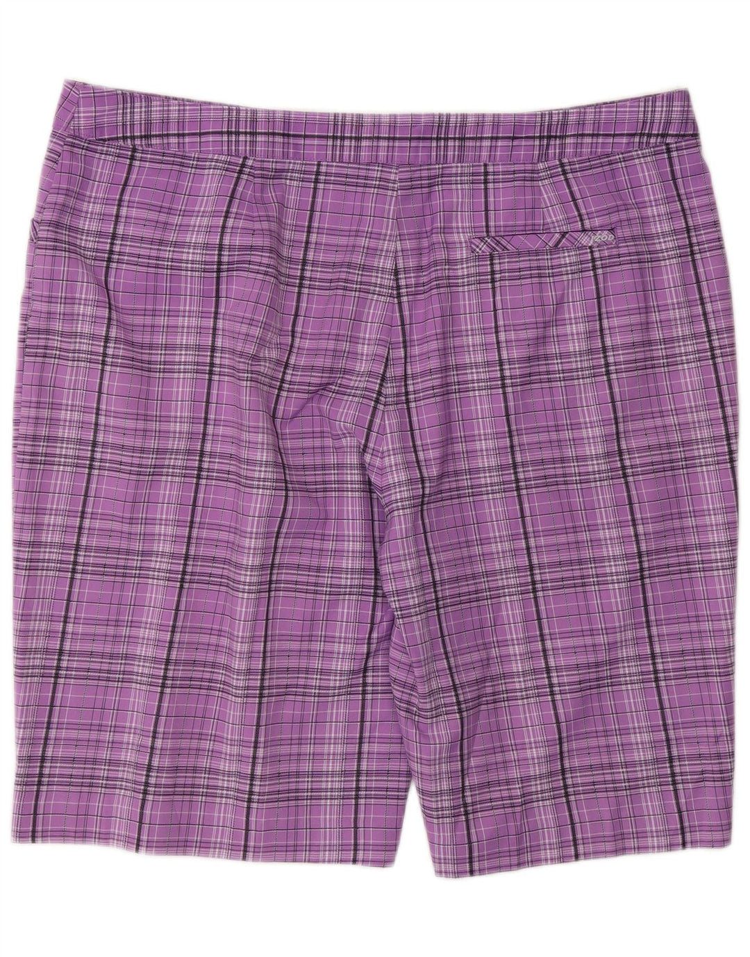 Bermuda feminina Izod US 16 2XL W34 poliéster xadrez roxo