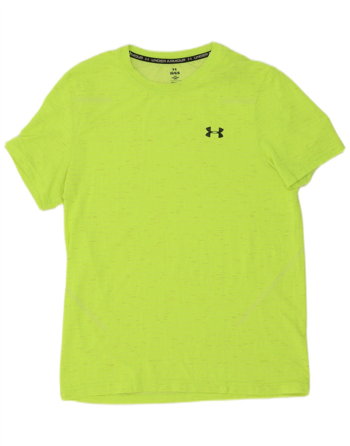 Camiseta masculina Under Armour com ajuste grande amarelo manchado