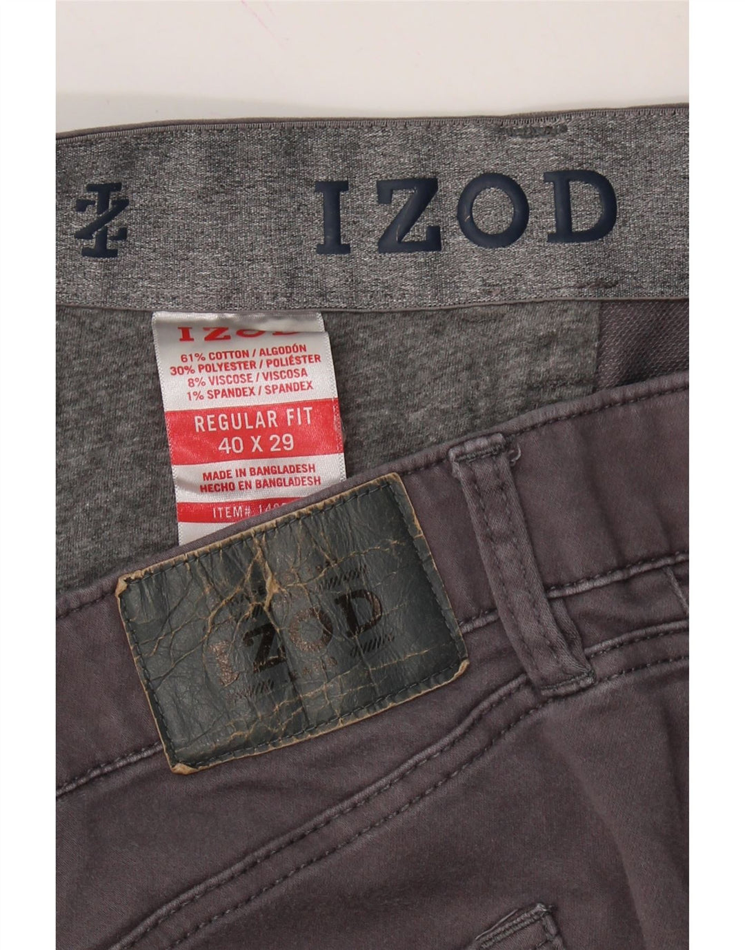 IZOD Mens Straight Casual Trousers W40 L29 Grey Cotton Vintage Izod and Second-Hand Izod from Messina Hembry 
