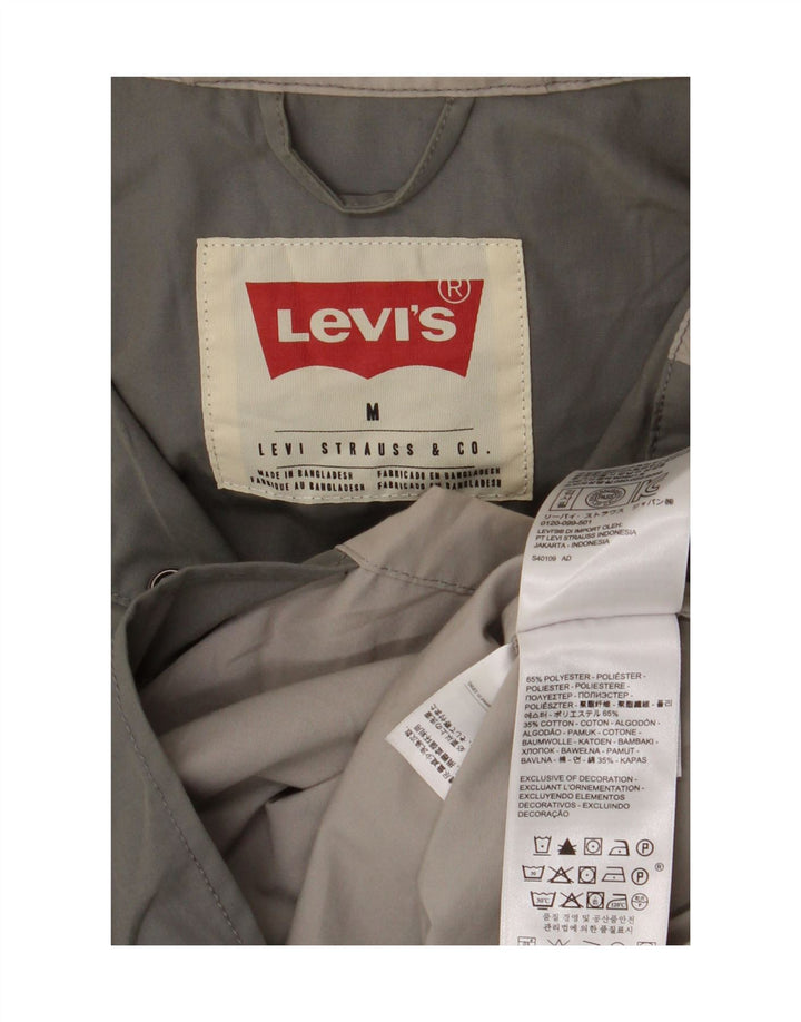Jaqueta de chuva masculina com capuz Levi's UK 38 poliéster colorblock verde médio
