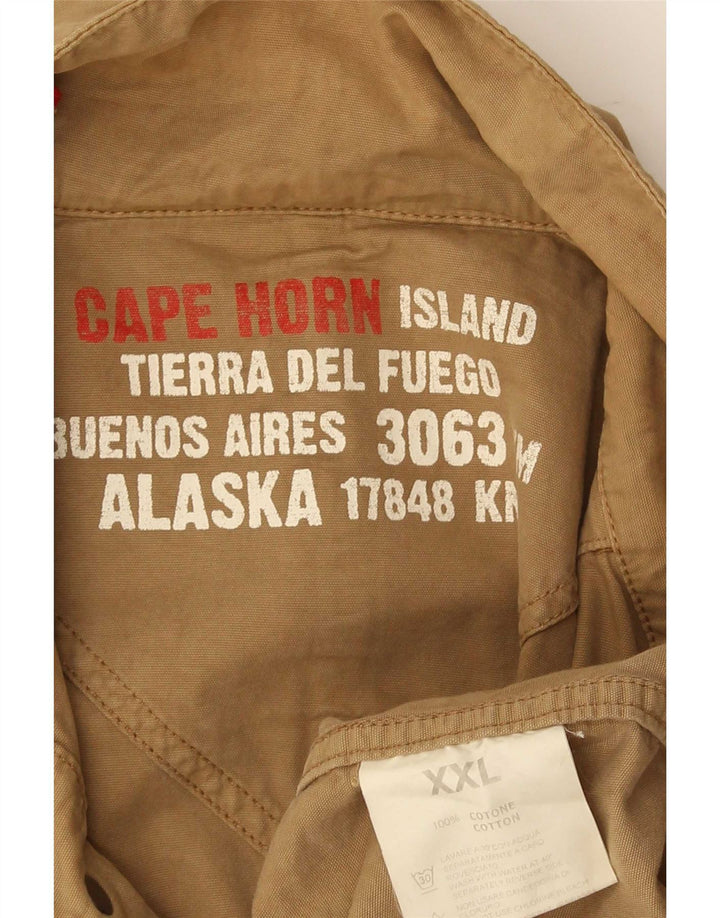 Jaqueta militar masculina Cape Horn UK 44 2XL algodão marrom