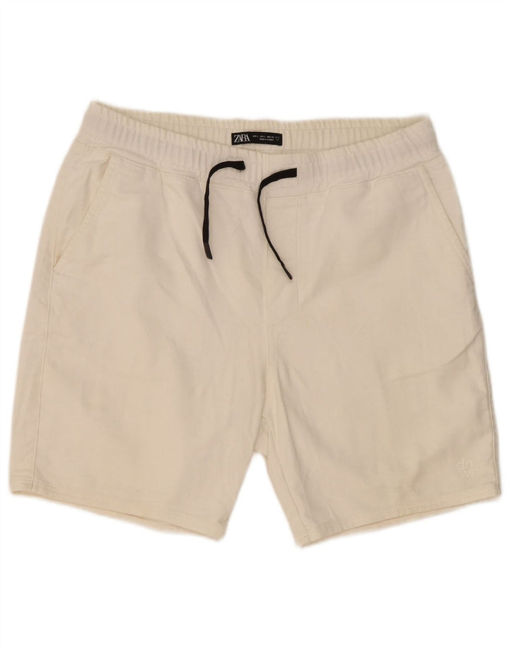 Zara Shorts esportivos masculinos grandes de algodão branco