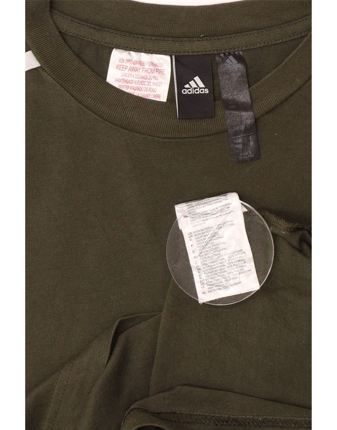 ADIDAS Boys T-Shirt Top 11-12 Years Green Cotton Vintage Adidas and Second-Hand Adidas from Messina Hembry 