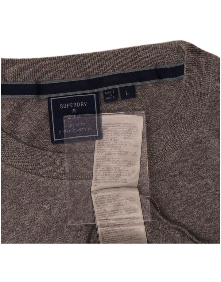 Camiseta feminina Superdry UK 16 grande algodão manchado cinza