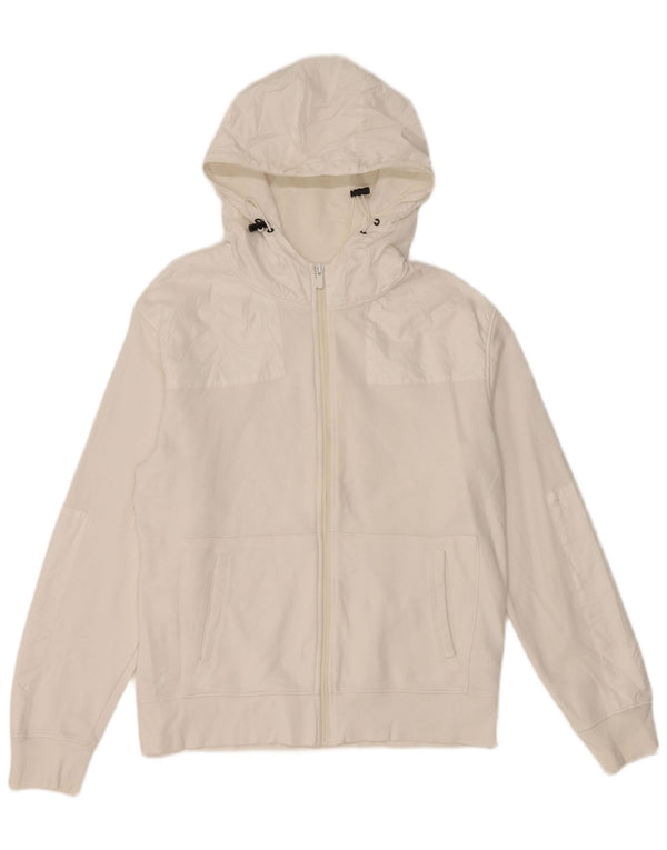 Zara Suéter masculino com capuz e zíper grande algodão branco