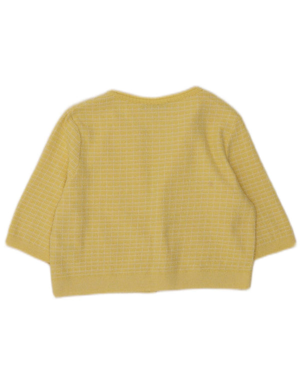Zara Womens Crop 1/2 Manga Aberta Bolero Jumper Reino Unido 10 Pequeno Xadrez Amarelo