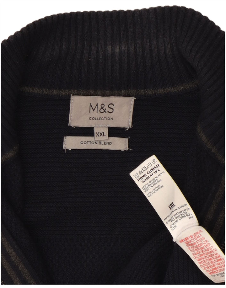 Suéter cardigã masculino Marks & Spencer 2XL algodão azul marinho