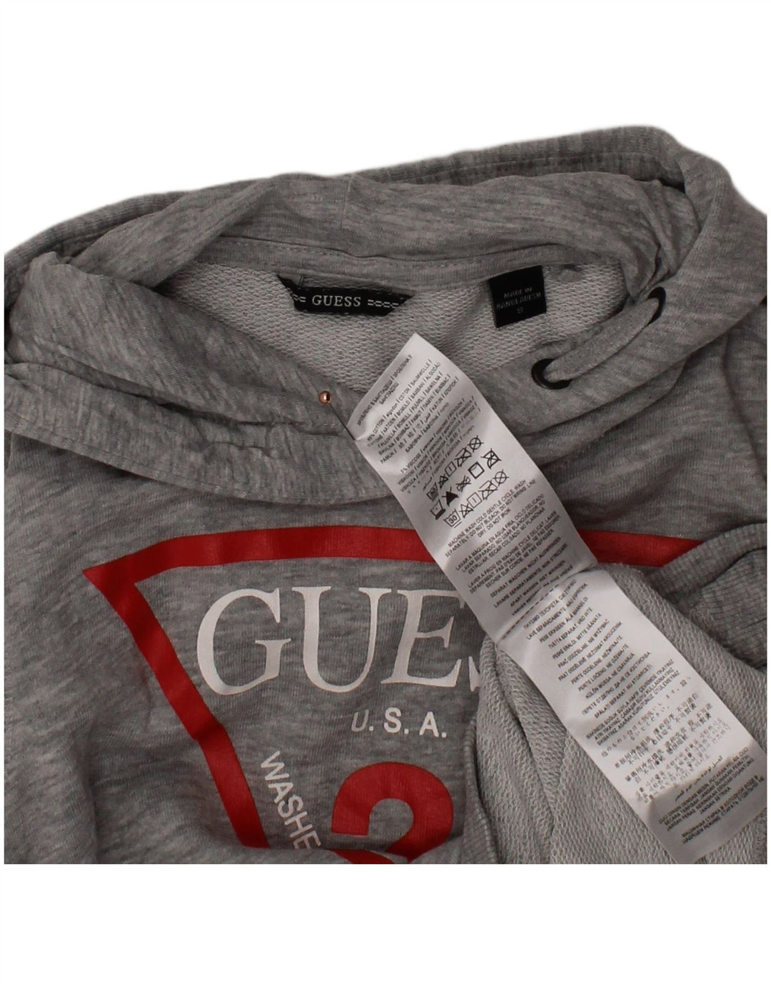 Suéter com capuz gráfico feminino GUESS 7-8 anos algodão cinza
