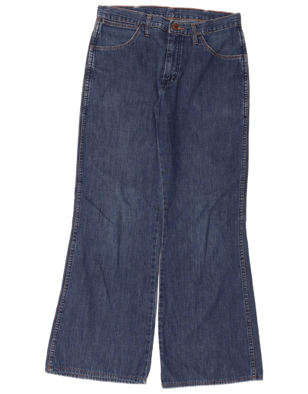 Calça jeans masculina Wrangler de perna larga W32 L32 azul algodão