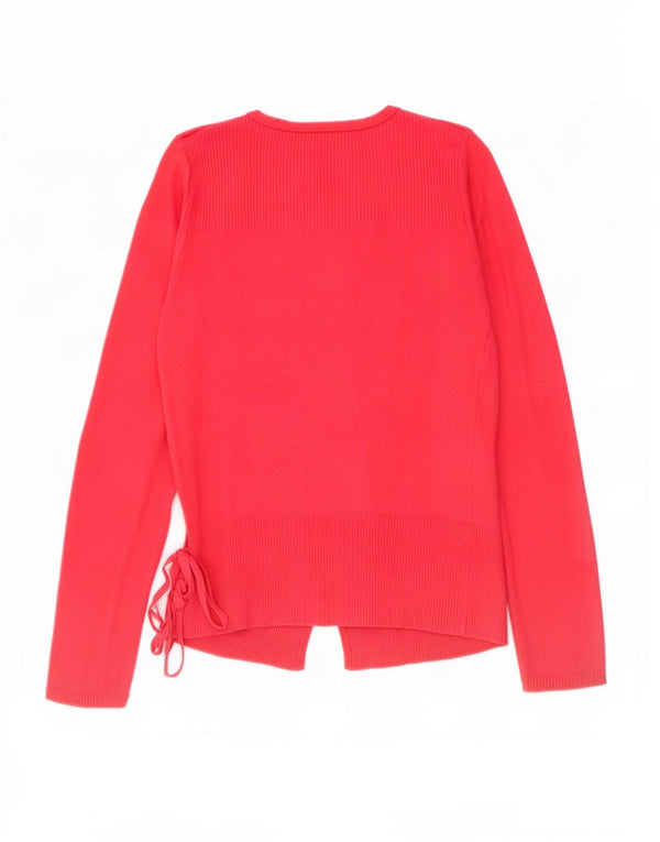 Suéter feminino Benetton Wrap Cardigan UK 14 algodão rosa médio
