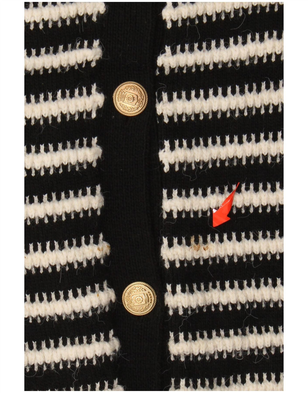 Suéter cardigã feminino MARKS & SPENCER Reino Unido 10 pequeno acrílico listrado preto