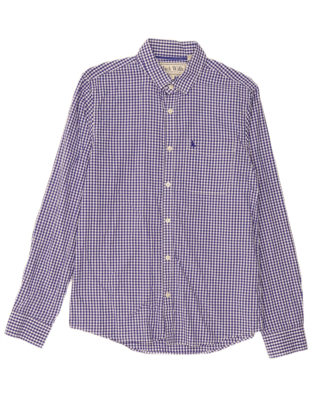 Camisa masculina clássica de ajuste Jack Wills, algodão guingão azul pequeno