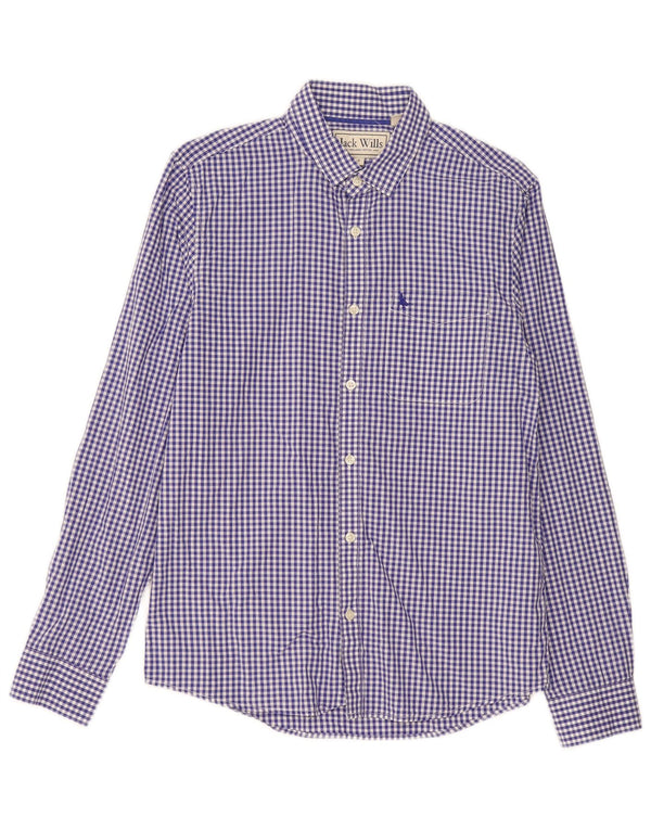 Camisa masculina clássica de ajuste Jack Wills, algodão guingão azul pequeno