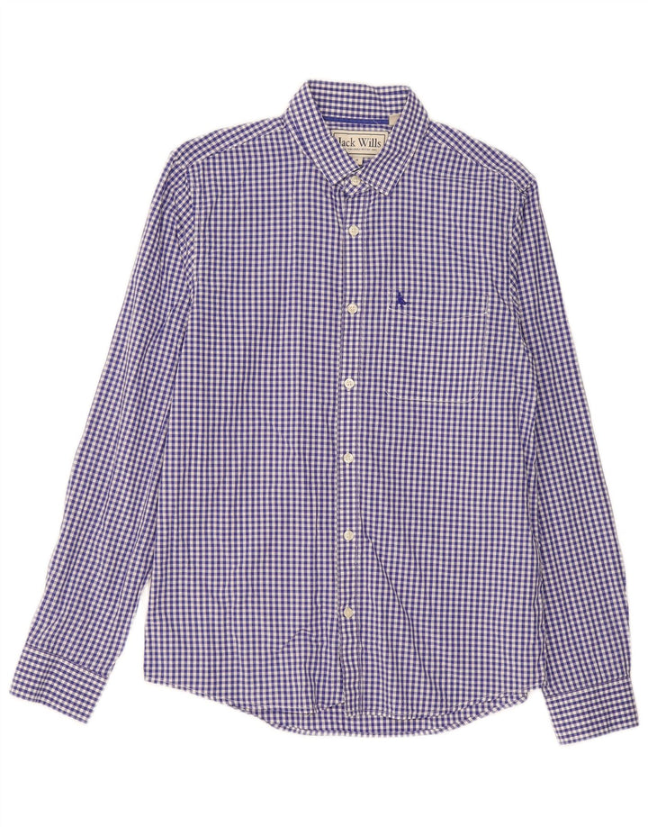 Camisa masculina clássica de ajuste Jack Wills, algodão guingão azul pequeno