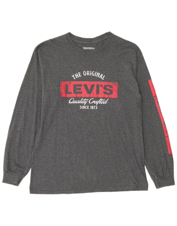 Top gráfico masculino LEVI'S manga comprida algodão cinza médio