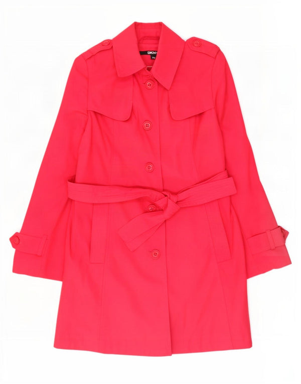 Casaco impermeável feminino Dkny UK 14 algodão rosa médio