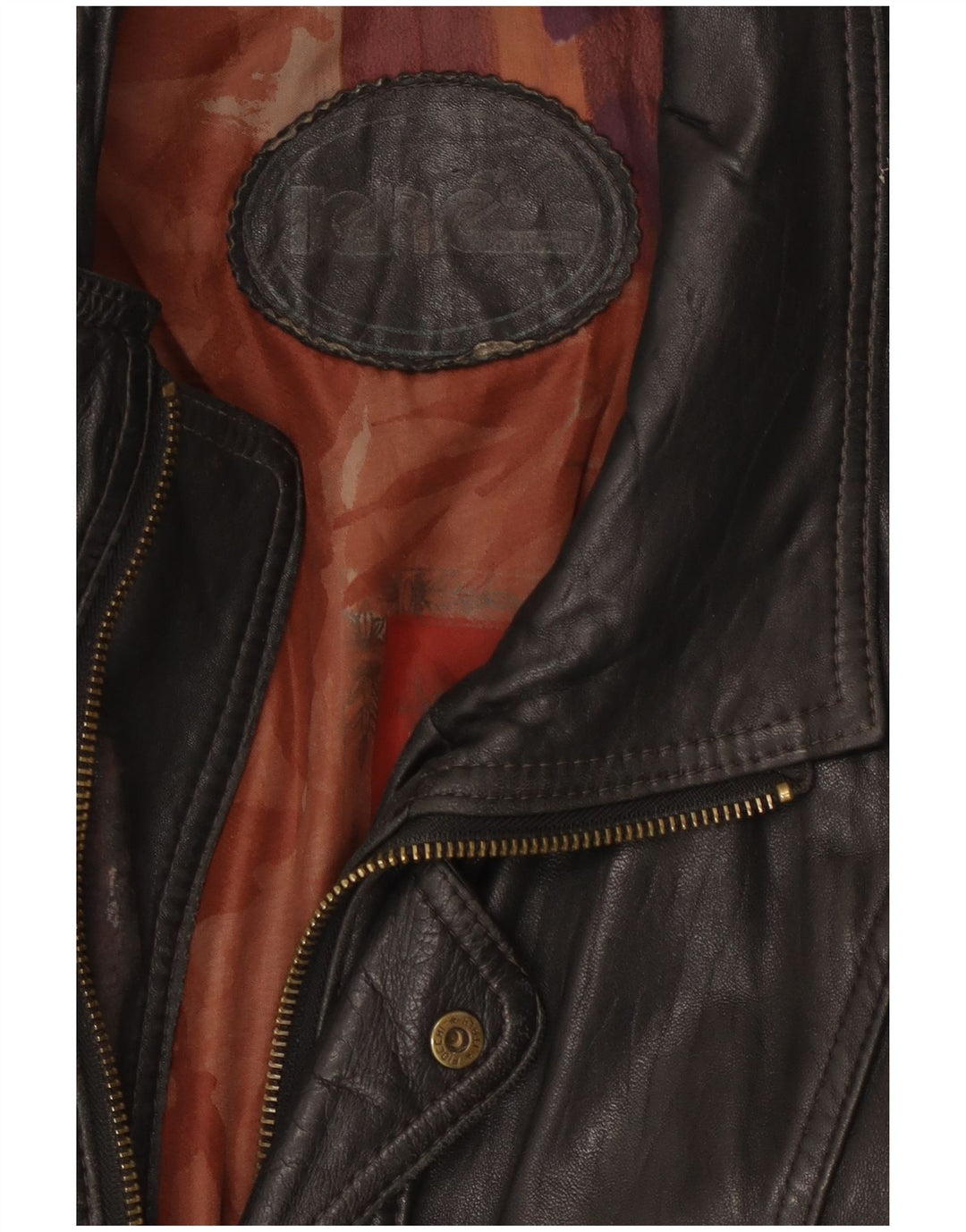 Jaqueta de couro masculina vintage UK 44 2XL couro preto