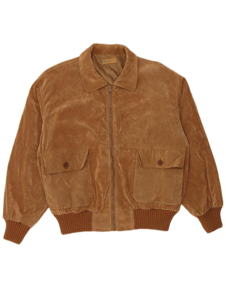 Jaqueta bomber masculina VINTAGE UK 42 XL poliéster marrom