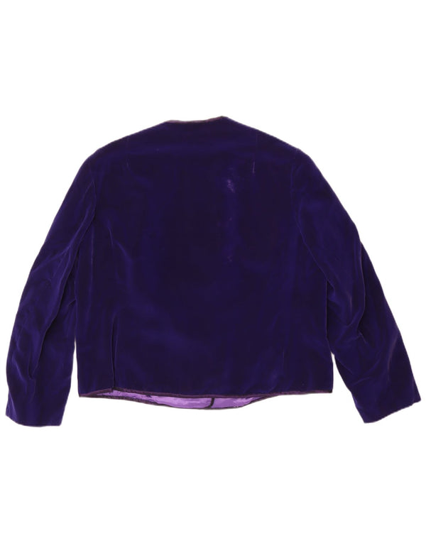 Jaqueta blazer feminina vintage de veludo com 5 botões Reino Unido 14 roxo médio